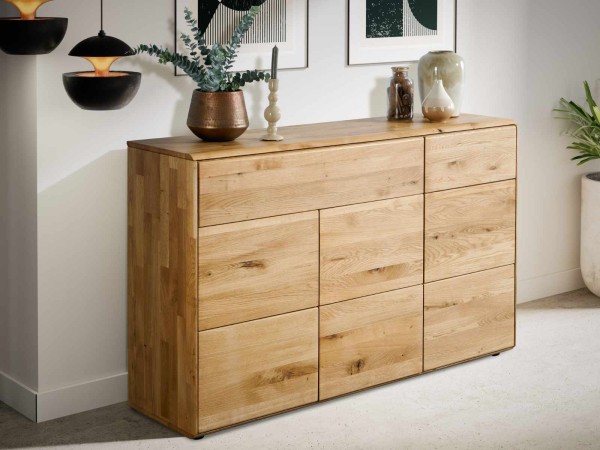 Sideboard Kommode 149x89x40cm Anrichte Bari Massivholz Wildeiche natur