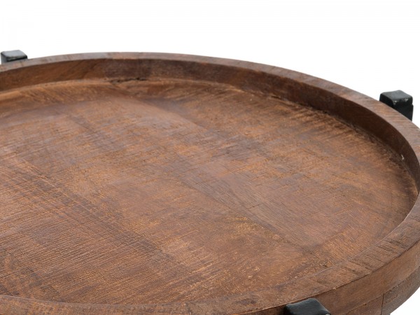 Beistelltisch Wohnzimmer-Tisch rund Omaha, Metall-Gestell altsilber