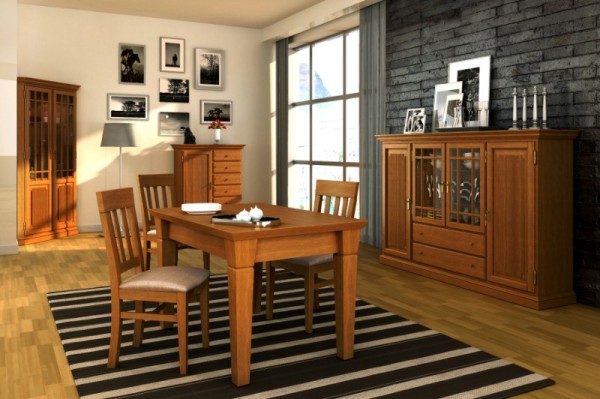 Esstisch mit fester Platte oder Klappeinlage, Pinie massiv