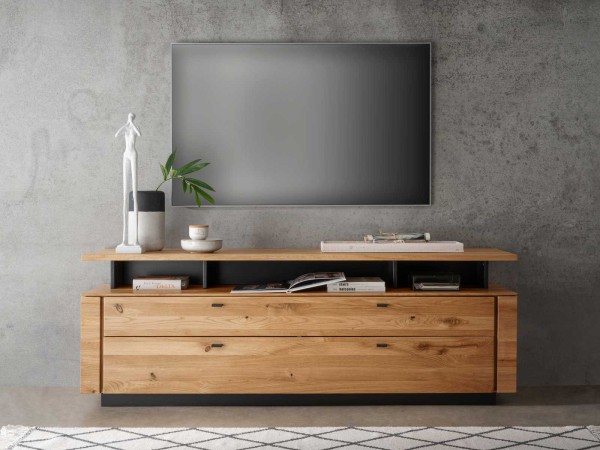 TV Lowboard Massivholz TV Schrank B179 T42 cm Aversa Wildeiche