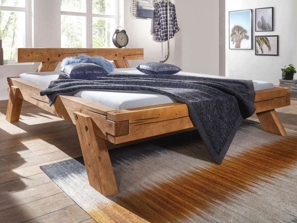 Bett Doppelbett 180 x 200 cm Balkenbett Jugendbett Massivholz Casaletta Pinie Nordica