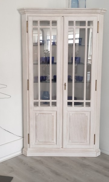 Eckvitrine Duett 2 Türen B 122 cm Pinie Massivholz lipizano Ausstellungsstück