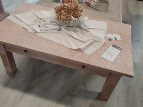 Couchtisch Wohnzimmer-Tisch 120 x 70 cm mit Schublade und fester Platte Pinie massiv