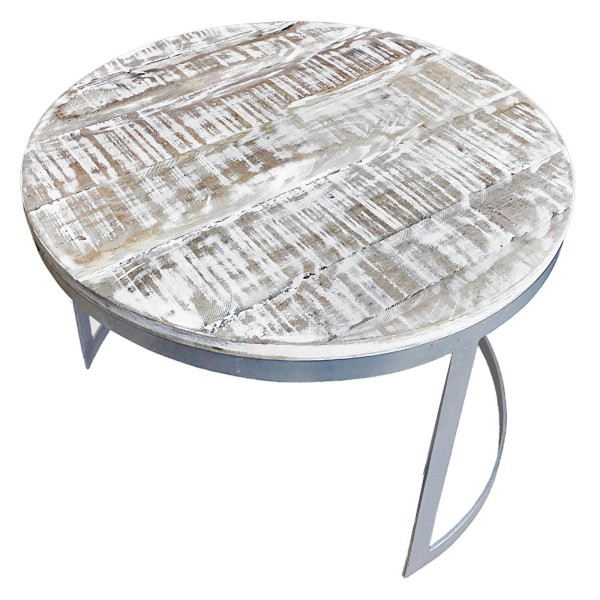 Couchtisch Beistelltisch nur großer Tisch Wohnzimmer-Tisch rund Austin Metall-Gestell silber