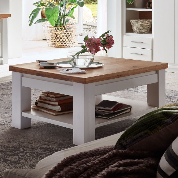 Couchtisch Beistelltisch Olbia 95 X 95 Cm Pinie Nordica Weiss Und
