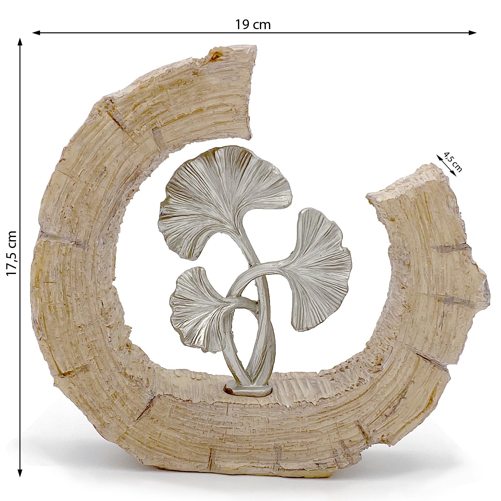 cm silber 19x17 Wohnen Deko Aufsteller Figur braun | Casamia Gingko Skulptur