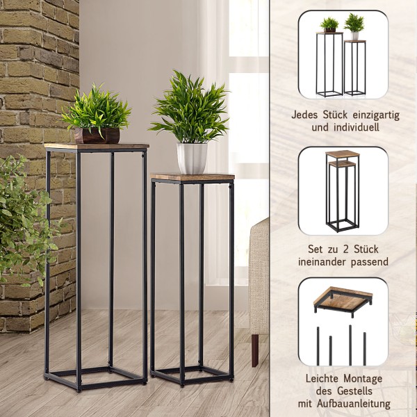 TTL HOME CUBIX DUO Lot de 2 supports de fleurs, en métal, noir, 50 et