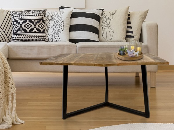 Couchtisch 74 x 56 cm nachhaltig Wohnzimmer Tisch Beistelltisch Lyon Metall-Gestell schwarz oder wei