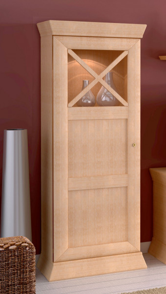 Vitrine Glasvitrine Standvitrine 1-türig Quadro halbhoch Pinie massiv karamell