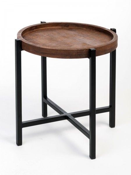 Beistelltisch ø 46 x H 45 cm Couchtisch Wohnzimmer-Tisch rund Omaha Metall-Gestell altsilber/schwarz