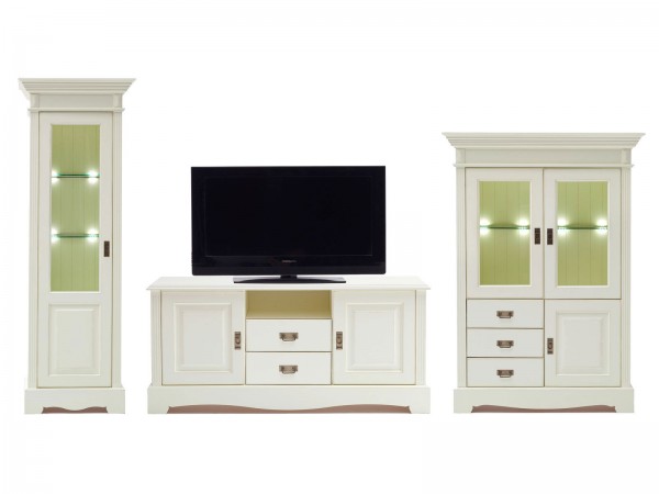 Wohnzimmer Schrank Set Wohnwand Padua 3-teilig B367xH204xT49cm massiv