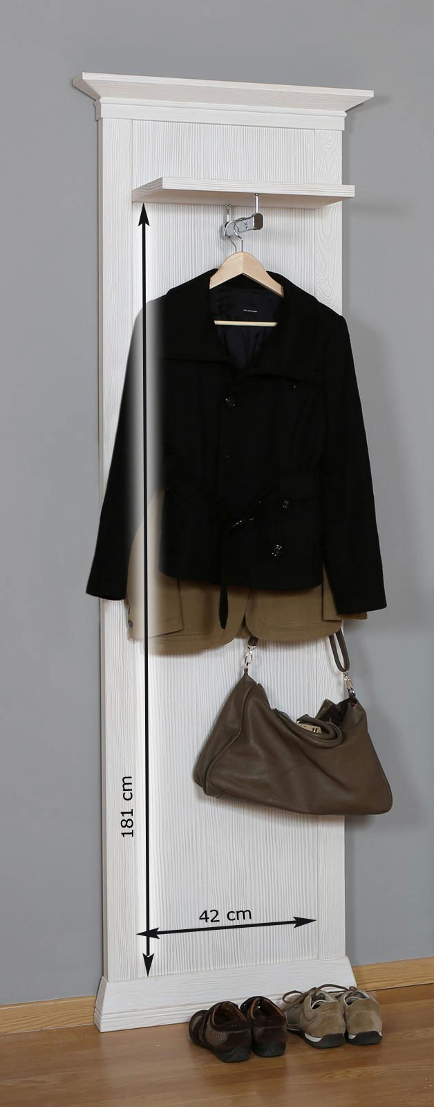 Garderobe-SET Vienna 4-teilig incl. Garderobenschrank, Kommode, Panel und  Spiegel aus Pinie massiv | Casamia Wohnen