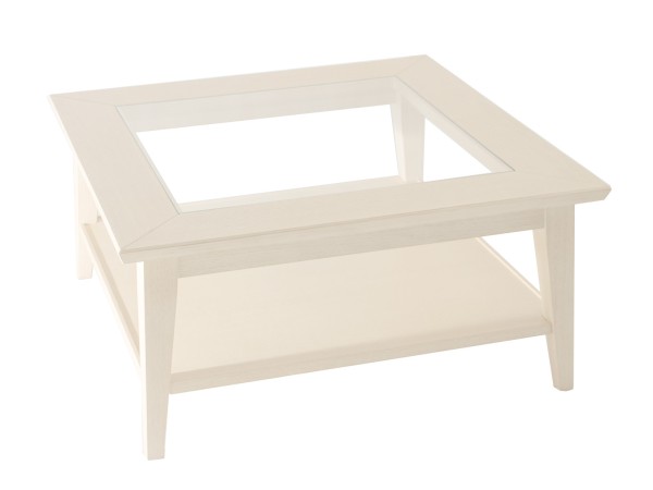 Couchtisch mit Glaseinlage Massivholz 90x90cm Casaverde Wohnzimmer Tisch