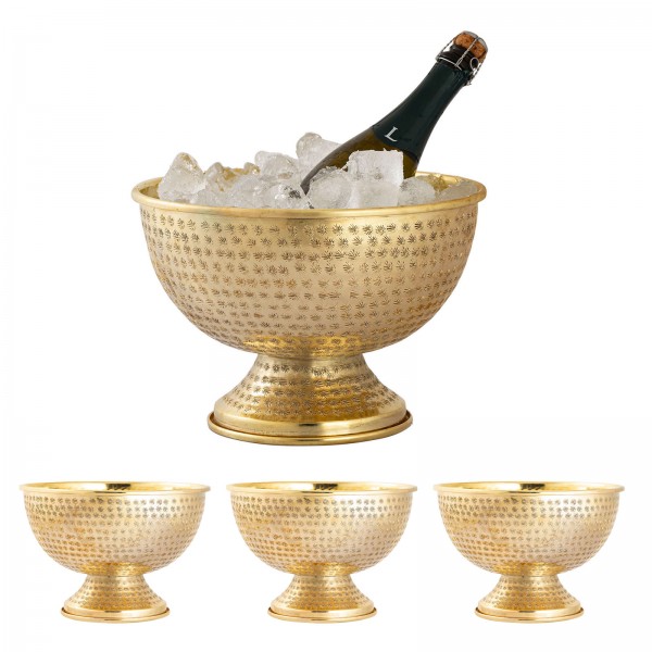 Weinkühler Flaschenkühler Metall ø 29 cm Sektkühler rund silber gold Eiskühler Champagnerkühler