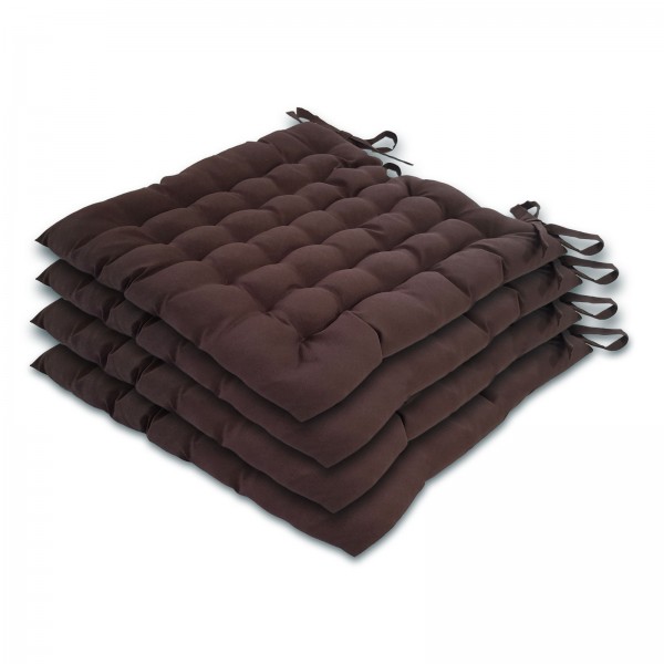 Stuhlkissen Set 4 Stück 40x43 cm Sitzkissen Stuhlauflage mit Bindeband Bezug 100% Polyester
