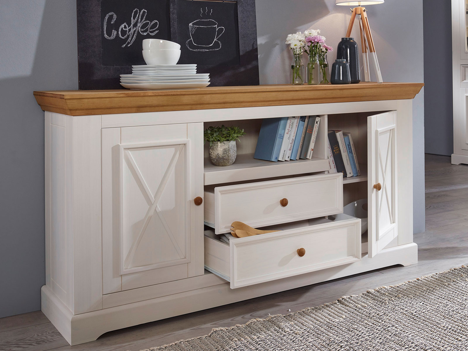 Sideboard in Weiß und Holz  Die klassischen italienischen Möbel