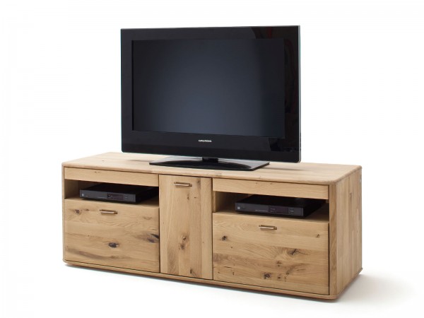 TV Lowboard Massivholz Fernsehschrank TV Schrank B 156 H 58 cm Casavello Balkeneiche