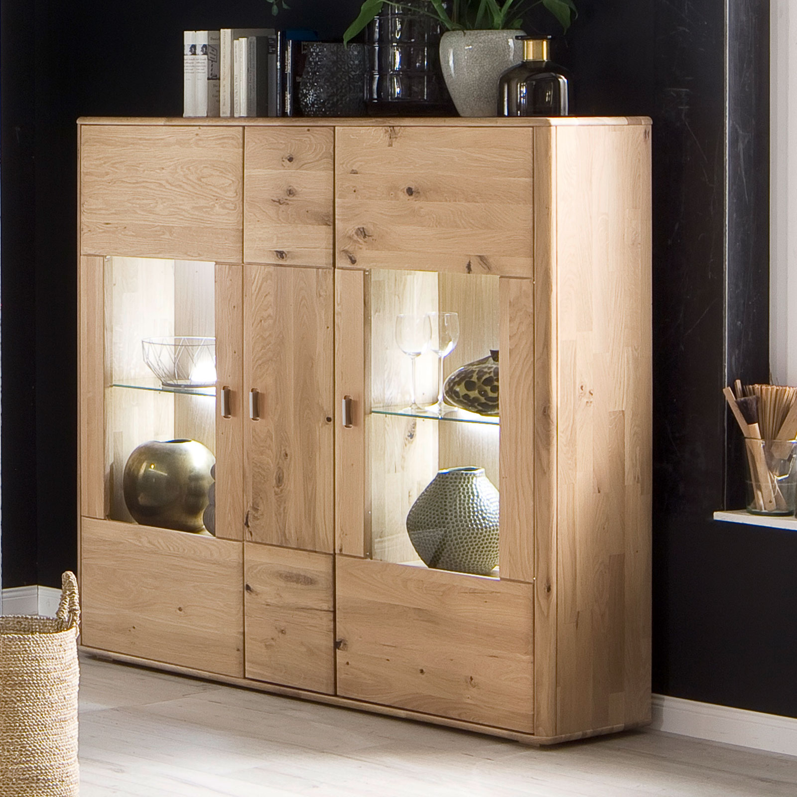 Highboard Massivholz B156 cm Wohnen | Casamia Balkeneiche H141