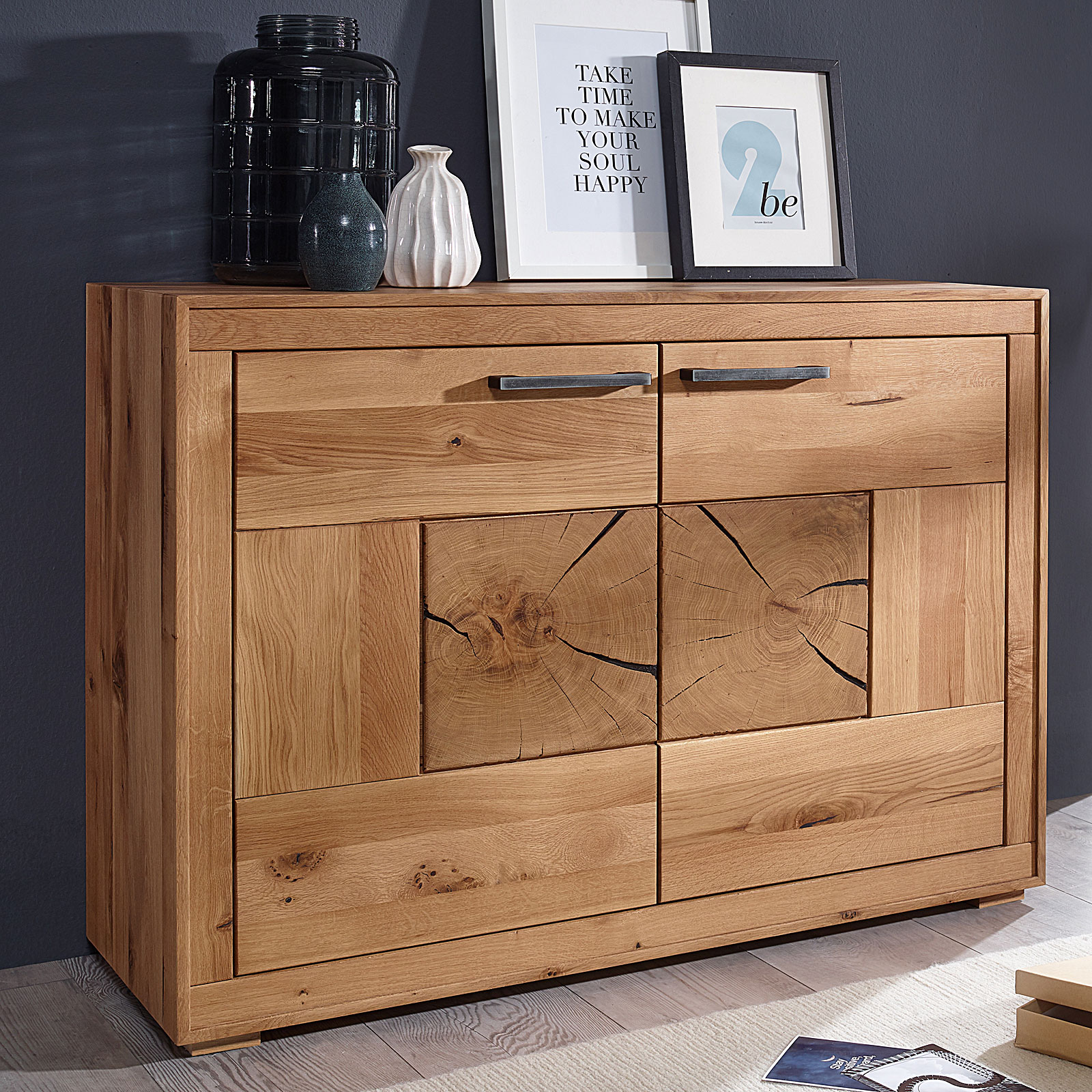 Kommode Massivholz Sideboard B 20 H 20 T 20 cm Waldeiche Anrichte  Wildeiche massiv