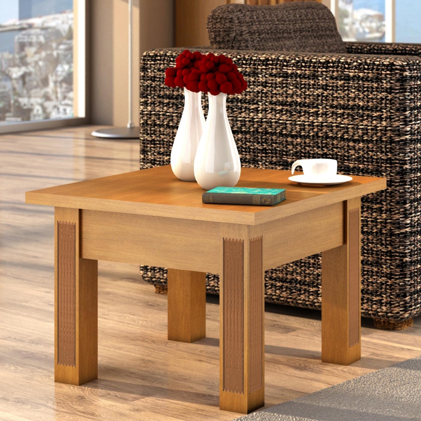 Couchtisch quadratisch mit Schublade und fester Platte