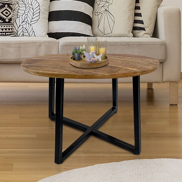 Couchtisch rund 55 cm Beistelltisch B-Ware Wohnzimmer Tisch Cannes Metall Gestell schwarz