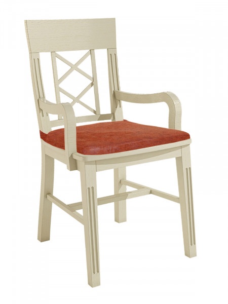 Esszimmer Stuhl mit Armlehnen Chalet mit Holzsitz und losem Sitzkissen Pinie massiv