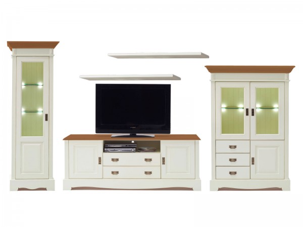 Wohnzimmer Schrank Set Wohnwand Padua 5-teilig B397xH204xT56cm massiv