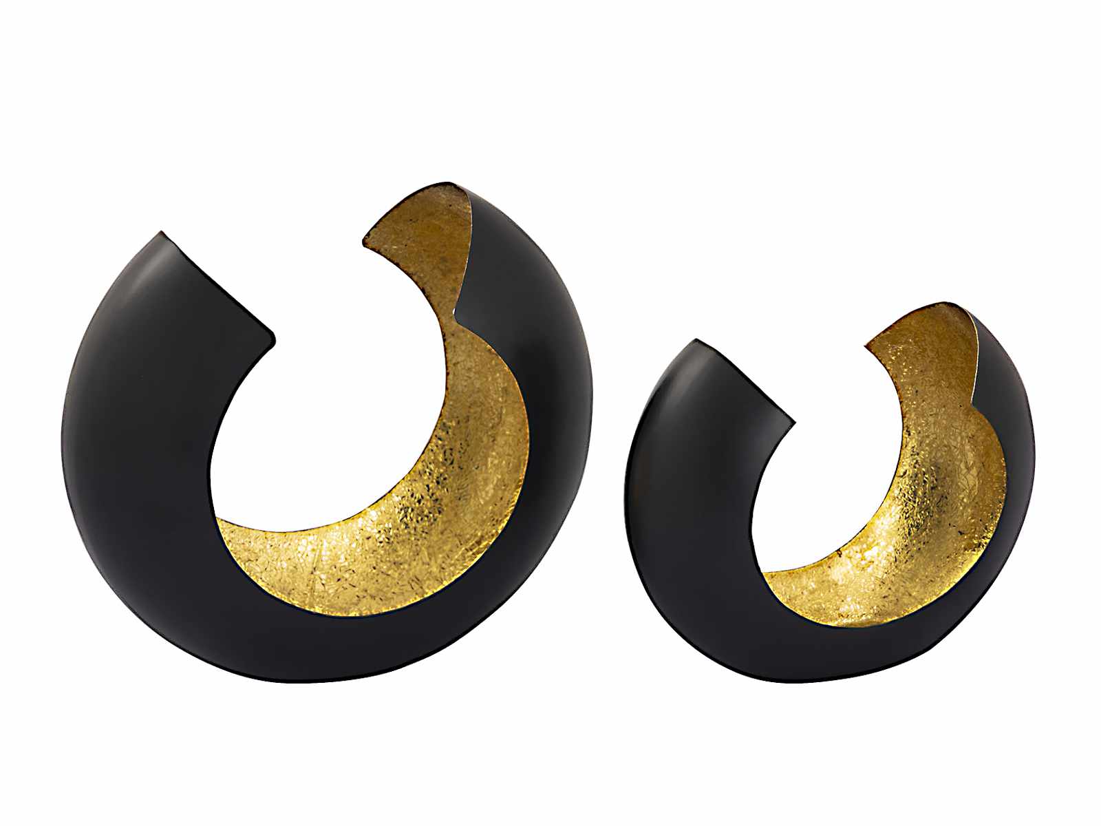 Kerzenhalter Set 2-teilig Teelichthalter Kerzenständer Omega schwarz matt  innen vergoldet | Casamia Wohnen