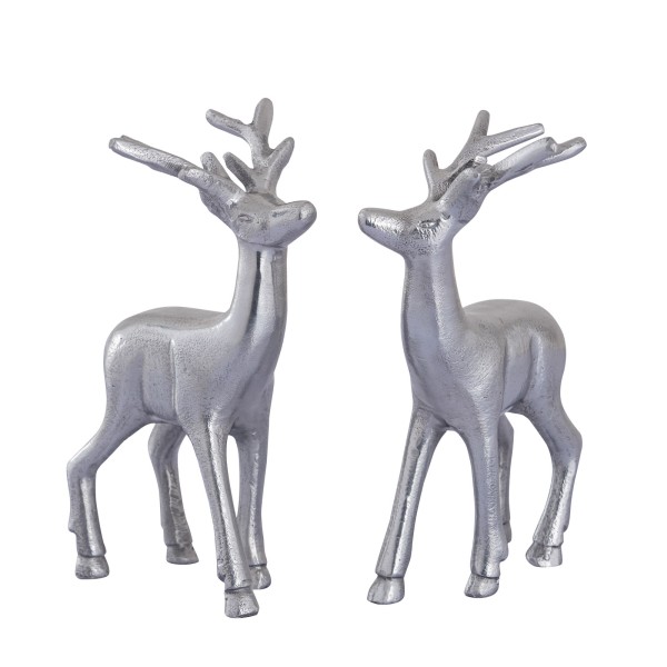 Deko Figur Hirsch 2er Set Tischdekoration Tierfigur Metall Weihnachten