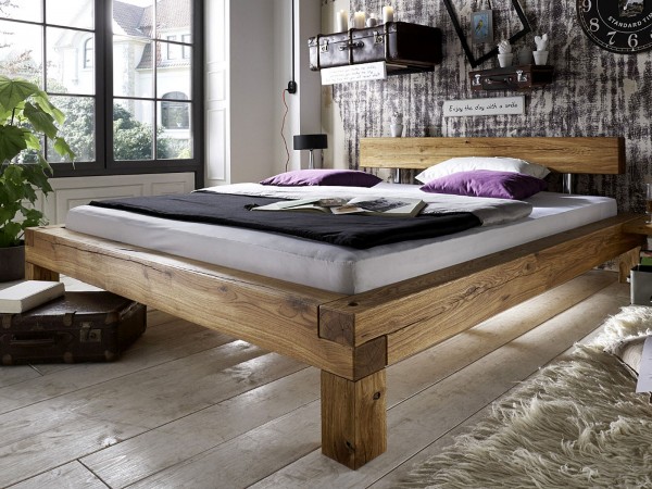 Bett Doppelbett Jugendbett Balkenbett Massivholz Merano 140/160/180 x 200 cm natur geölt