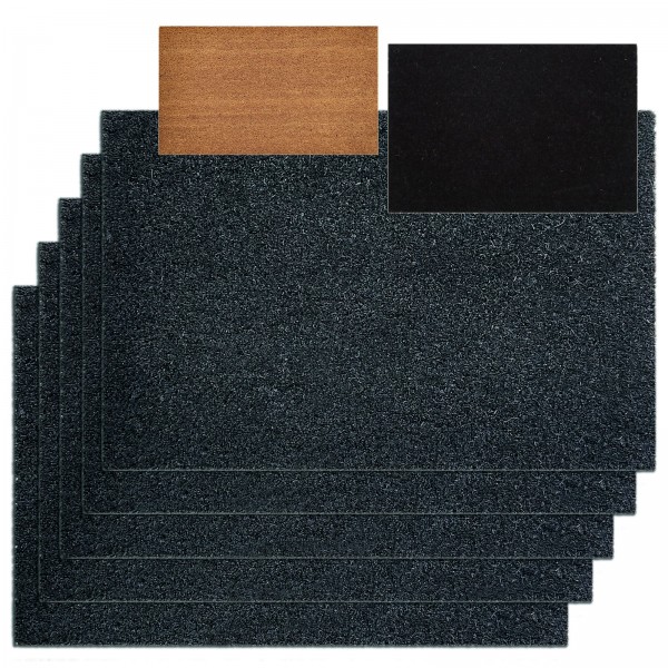Kokosmatte 5er Set Türvorleger Schmutzfangmatte Fußmatte Fußabtreter einfarbig für Haustür 3 Farben