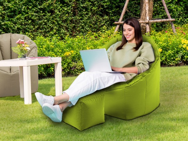 Sitzsack Set ø 70 H 80 cm mit Hocker Sitzsessel Relaxsessel Gaming-Sessel Big Bamba formstabil