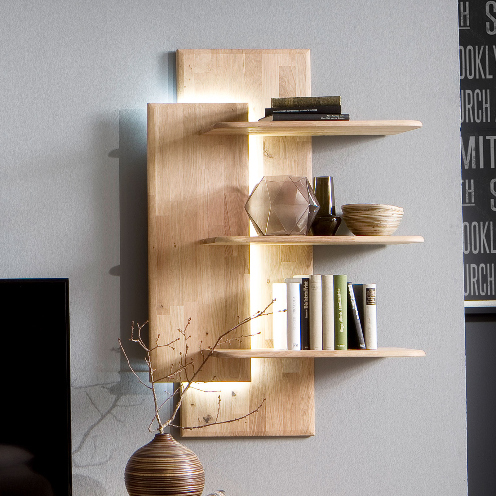 Bücherregal Massivholz B 75 H 117 cm Balkeneiche Casavello | Casamia Wohnen