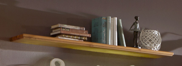 Wandbord Bücher-Regal Florenz B 125 cm incl. Hängebeschlag Pinie Nordica massiv sierra
