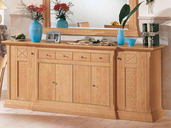 Sideboard Kommode Anrichte 4-türig Vienna B 210 H 88 cm, Pinie massiv