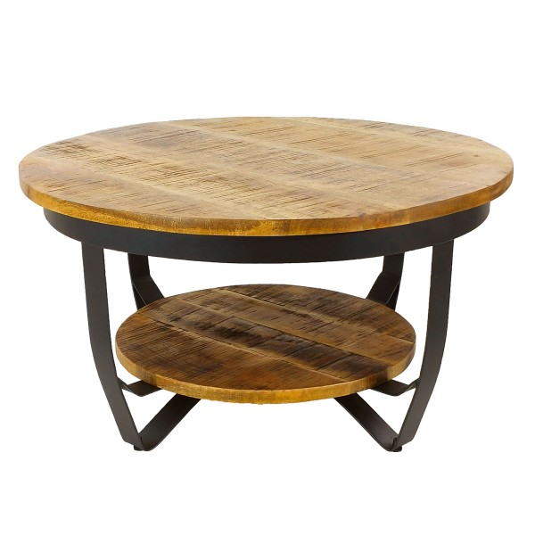 Cagnolier Couchtisch Set 2-tlg - Rund Mit Glasplatte & Massivholz