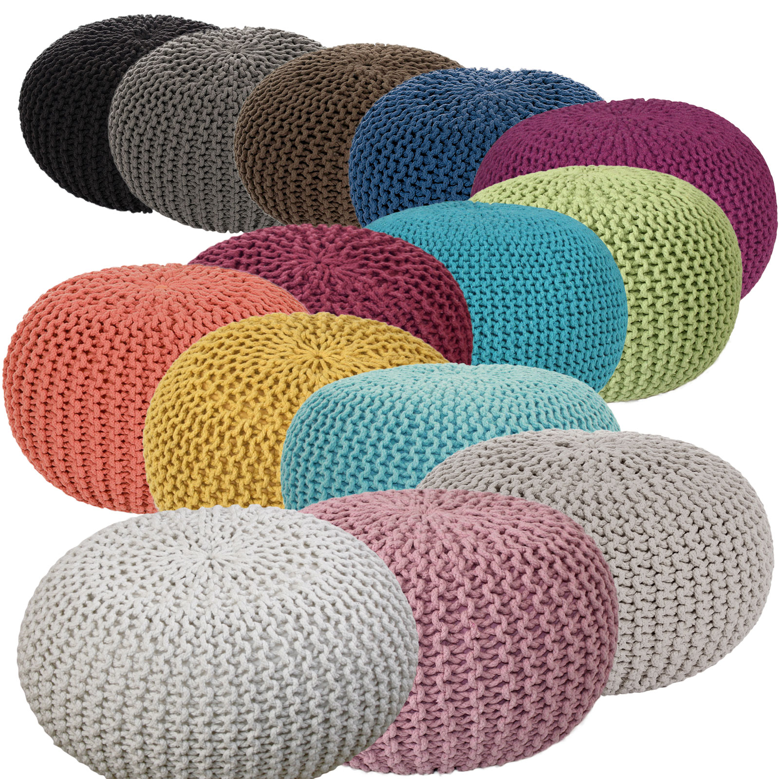 casamia Strickhocker Hocker Strick Pouf Sitzhocker Ø55cm extrahoch Höhe 37 cm
