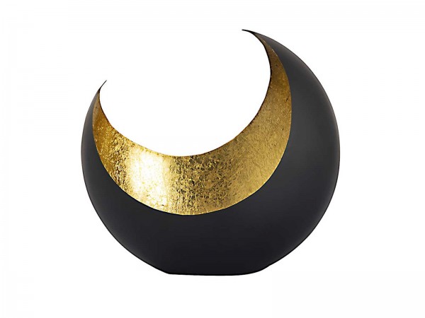 Kerzenhalter Teelichthalter Kerzenständer Moon Sichelform schwarz matt innen vergoldet