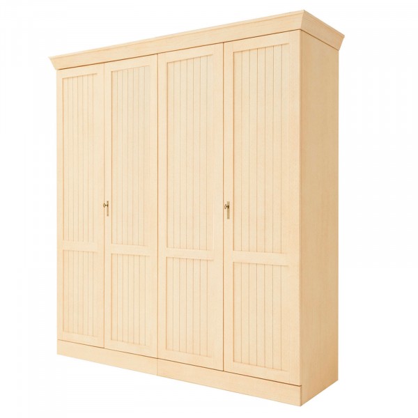 Kleiderschrank mit Holztüren, Wäscheschrank Casabella 4/5/6-türig, Pinie massiv