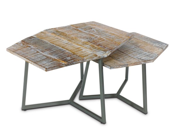 Couchtisch Massivholz Wohnzimmer Tisch Paris Metall-Gestell