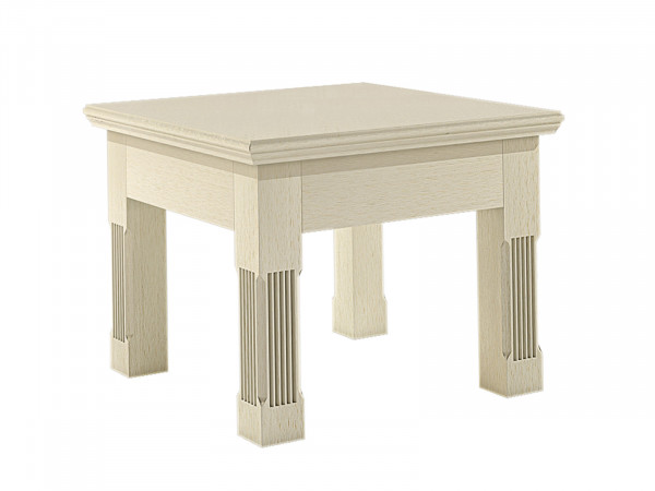 Couchtisch Ecktisch 70x70 cm Duett mit Holzplatte Pinie massiv WEISS