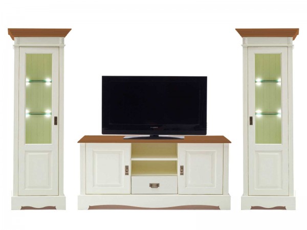 Wohnwand Wohnzimmer Schrank Set Padua 3-teilig B321xH204xT49cm massiv