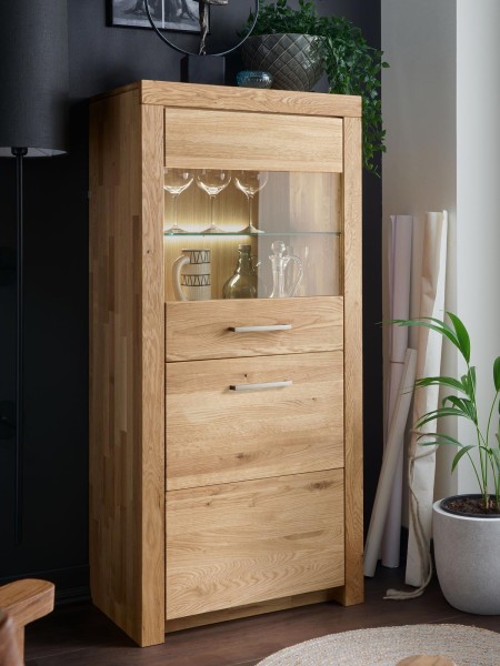 Highboard Massivholz Hochanrichte B65 H141cm Faro Wildeiche massiv