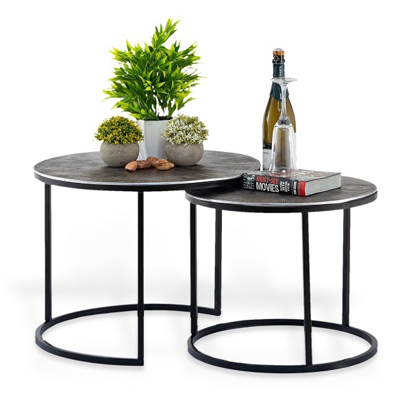 Couchtisch Carlton metall rund 2er ø55u.45cm Beistelltisch Set