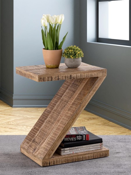 Beistelltisch Zoro Z-Form 42x50x31cm Sofatisch nachhaltig Mangoholz