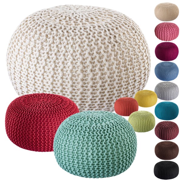 Sitzpouf ø55cm Pouf Strickhocker Strickpouf PREMIUM Innen Terrasse Pool Garten nachhaltig
