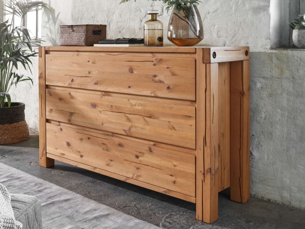 Kommode Sideboard 138 x 88 x 44 cm Schubladen Anrichte Casaletta Pinie Nordica massiv natur