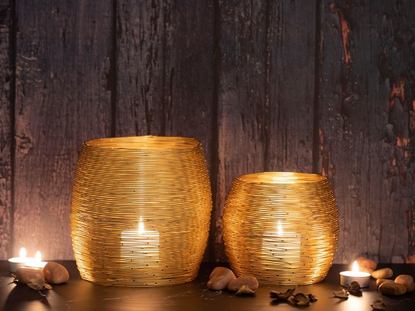 Teelichthalter Set 2-teilig Windlichter Kerzenständer Paris gold o. silber Kerzenhalter
