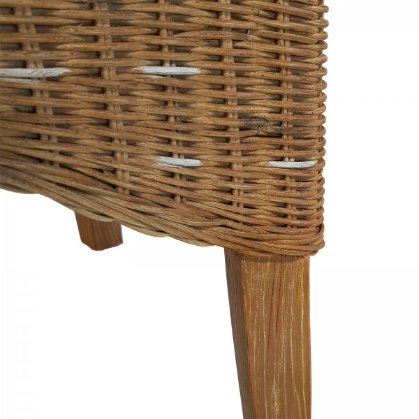 Esszimmer-Stühle Set Rattanstühle Perth 6 Stück braun Sitzkissen Leinen