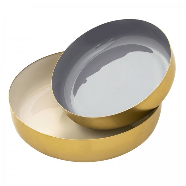 Deko Schale 2er Set rund ø 22/18 cm Knabberschale Glam Metall Emaille